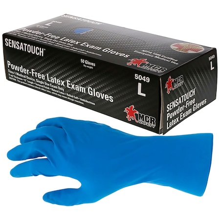 Mcr Safety Disposable Gloves, 6 mil Palm, Nitrile, Powder-Free, M, Blue 6012M